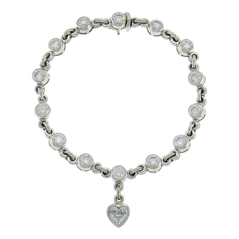 White Gold Heart Charm Bracelet with Diamonds Made in Italy For Sale at  1stDibs  white gold charm bracelet, diamond charm bracelets, gold bracelet  with heart charm
