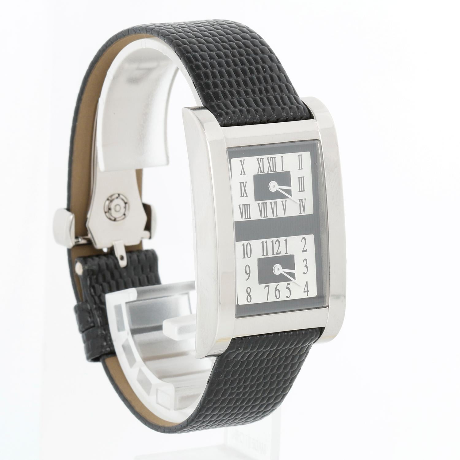 Graff 18K White gold Dual Time Zone Quartz Watch In Excellent Condition In Dallas, TX