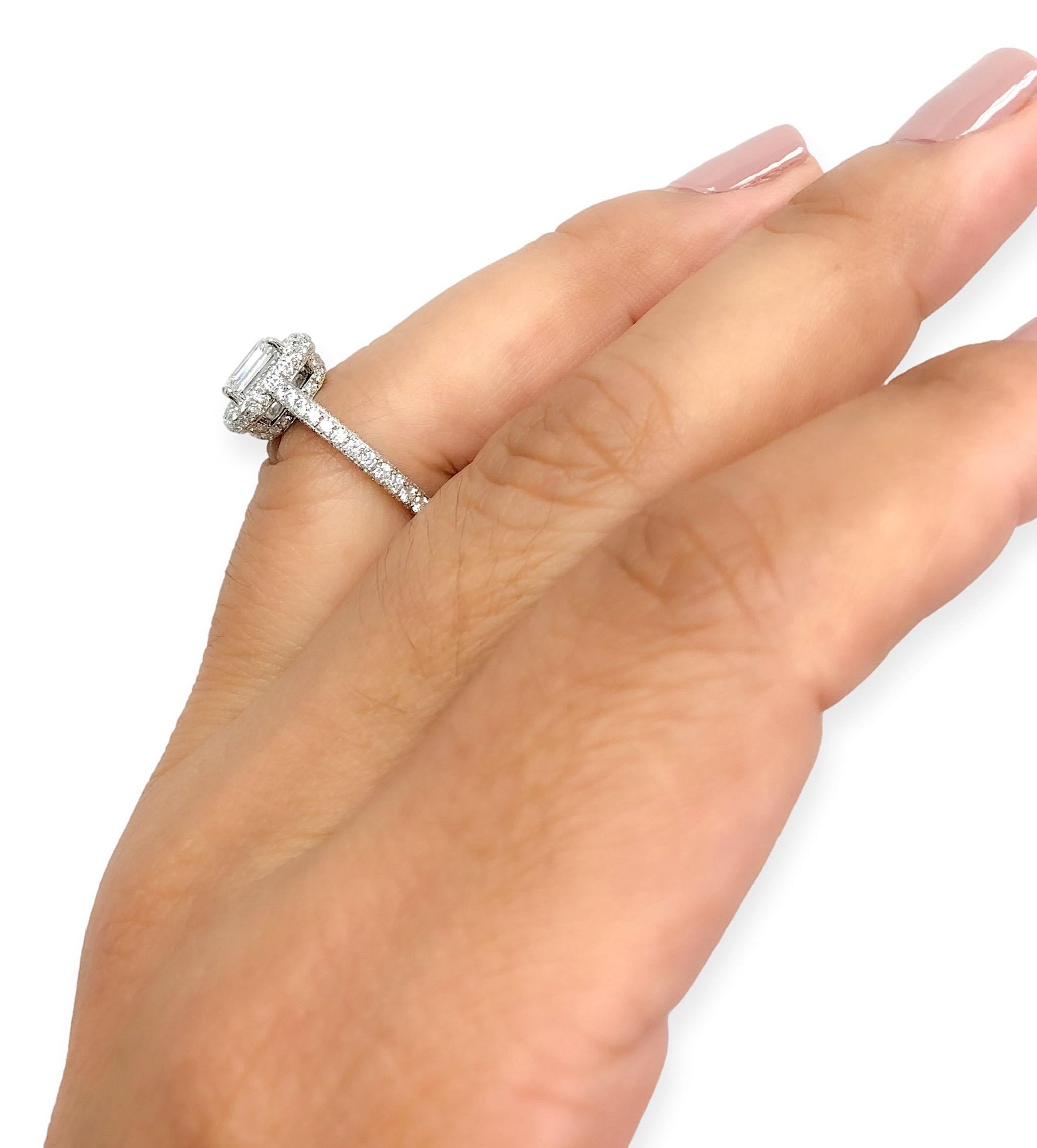 GRAFF 18K White Gold GIA Emerald Cut Diamond Engagement Ring  1.85 cts. TW F VS1 5