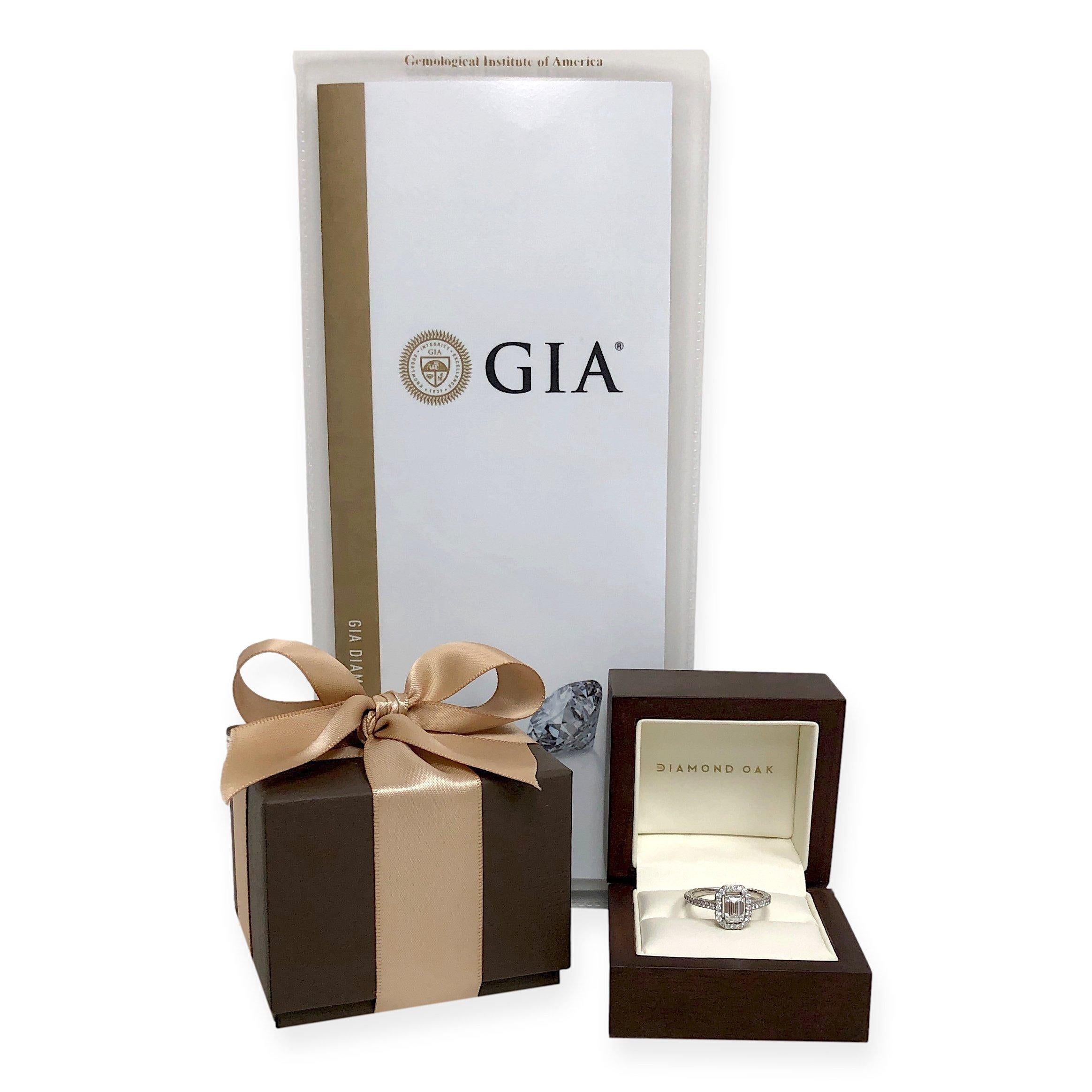 GRAFF 18K White Gold GIA Emerald Cut Diamond Engagement Ring  1.85 cts. TW F VS1 7