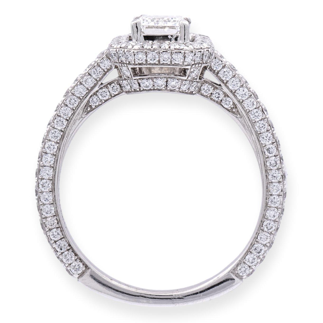 GRAFF 18K White Gold GIA Emerald Cut Diamond Engagement Ring  1.85 cts. TW F VS1 2