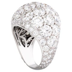 Graff 18K White Gold Pave Diamond Bombe Dome Ring