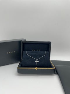Graff 18K White Gold Round Diamond Cross Pendant Necklace