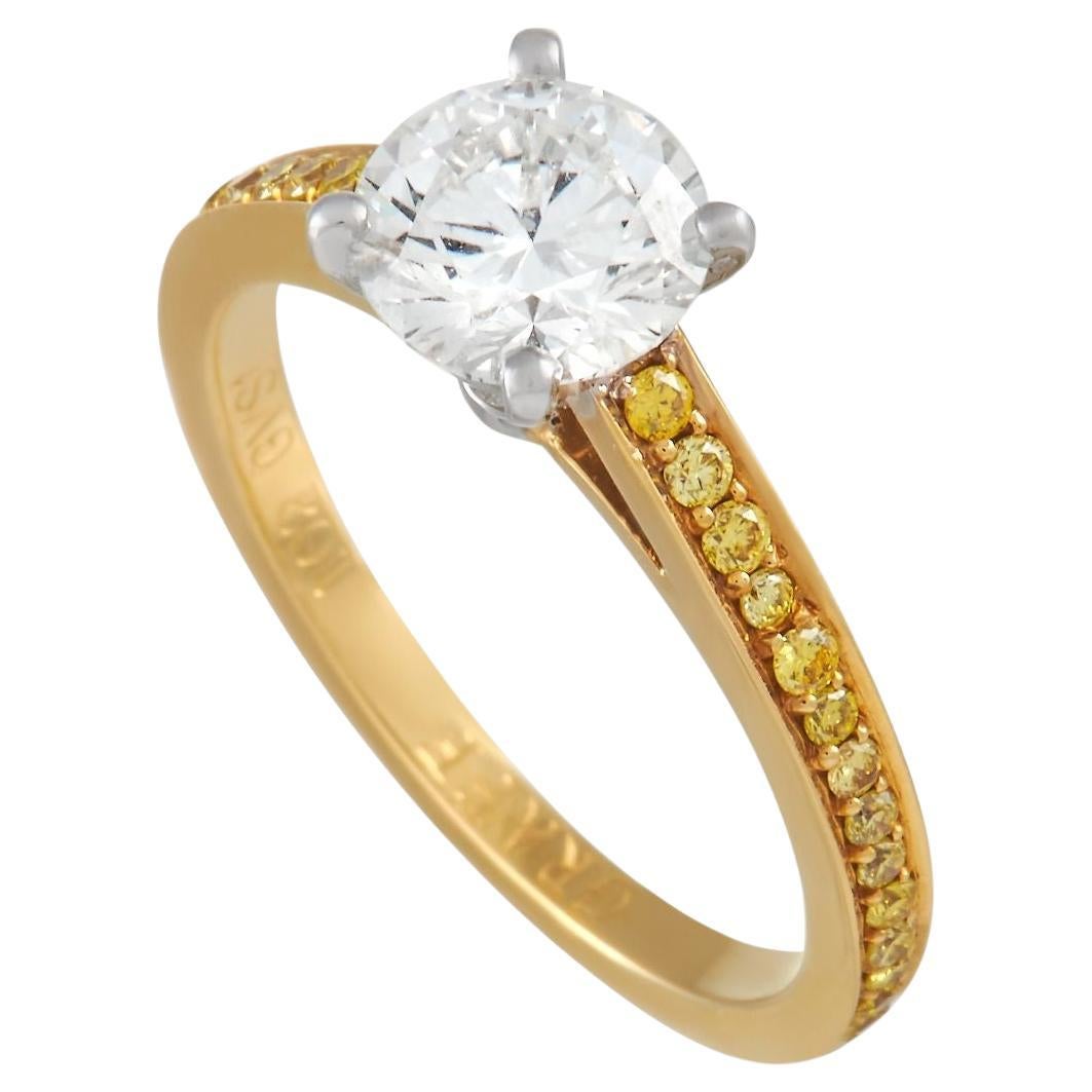 Graff 18K Yellow Gold 1.27 ct Yellow and White Diamond Ring For Sale