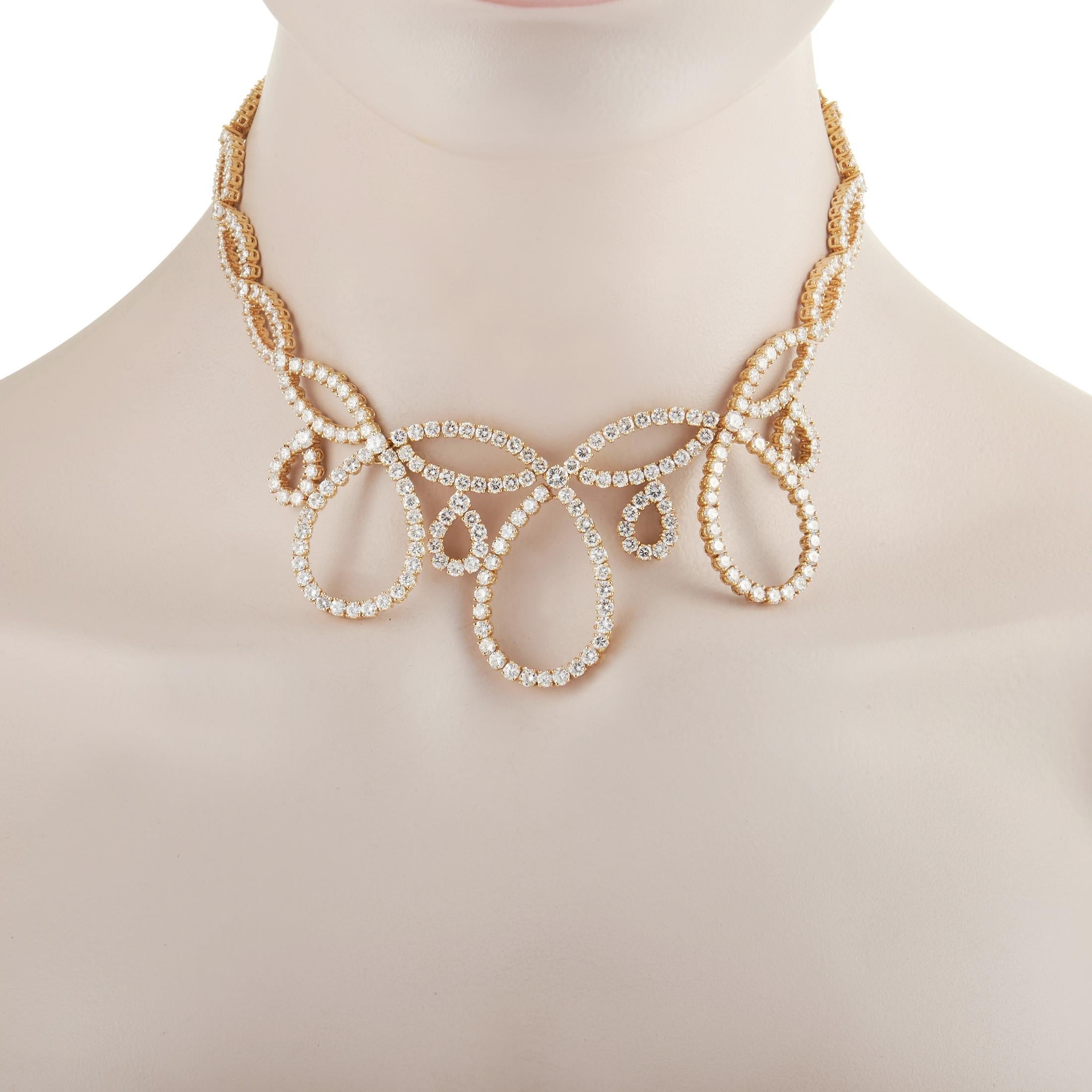 Graff 18K Yellow Gold 40.00 Ct Diamond Necklace and Earring Set In Excellent Condition In Southampton, PA