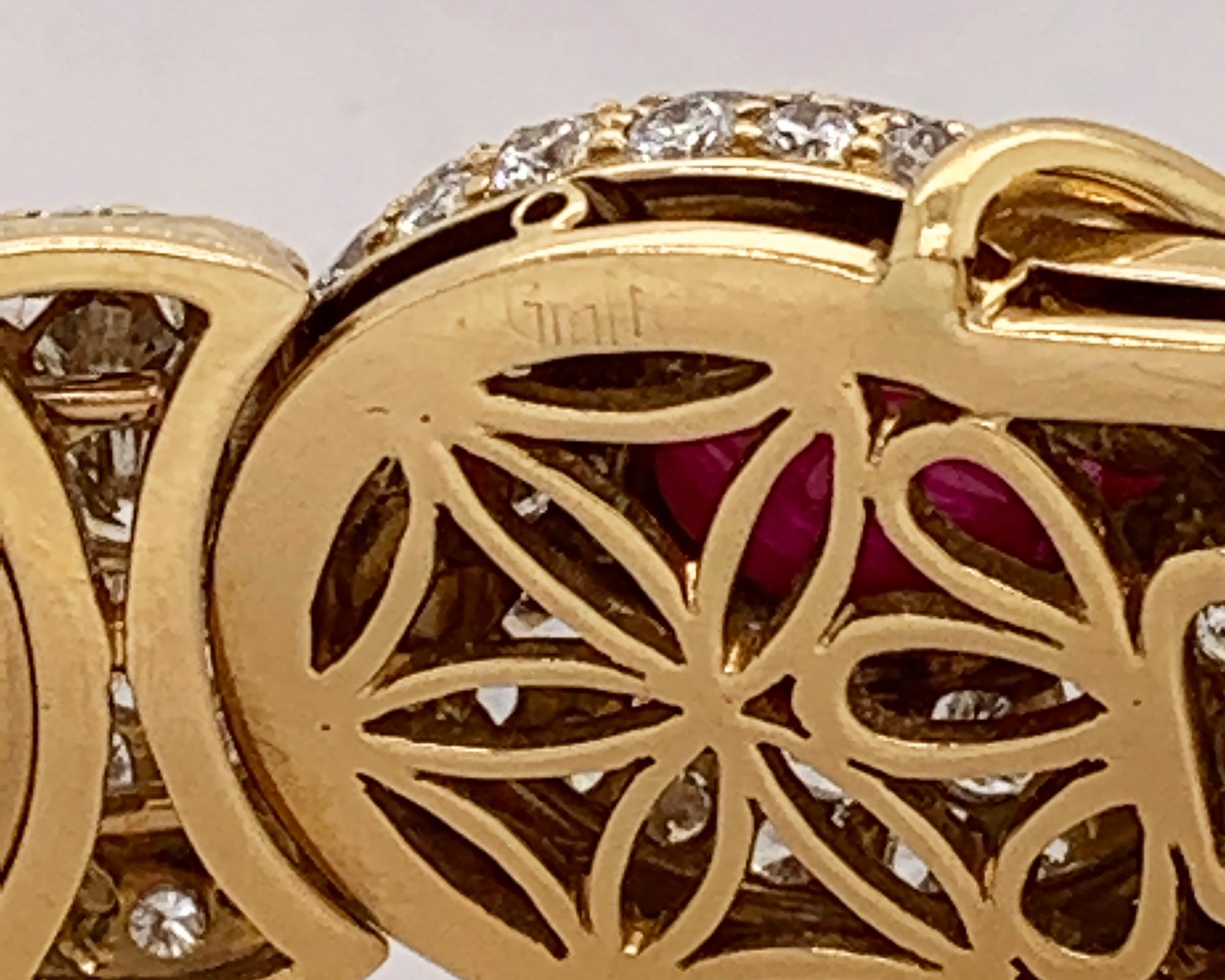 Graff, collier suite en or jaune 18 carats, diamants et rubis en vente 4