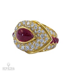 Graff 18K Yellow Gold Diamond and Rubies Suite Necklace