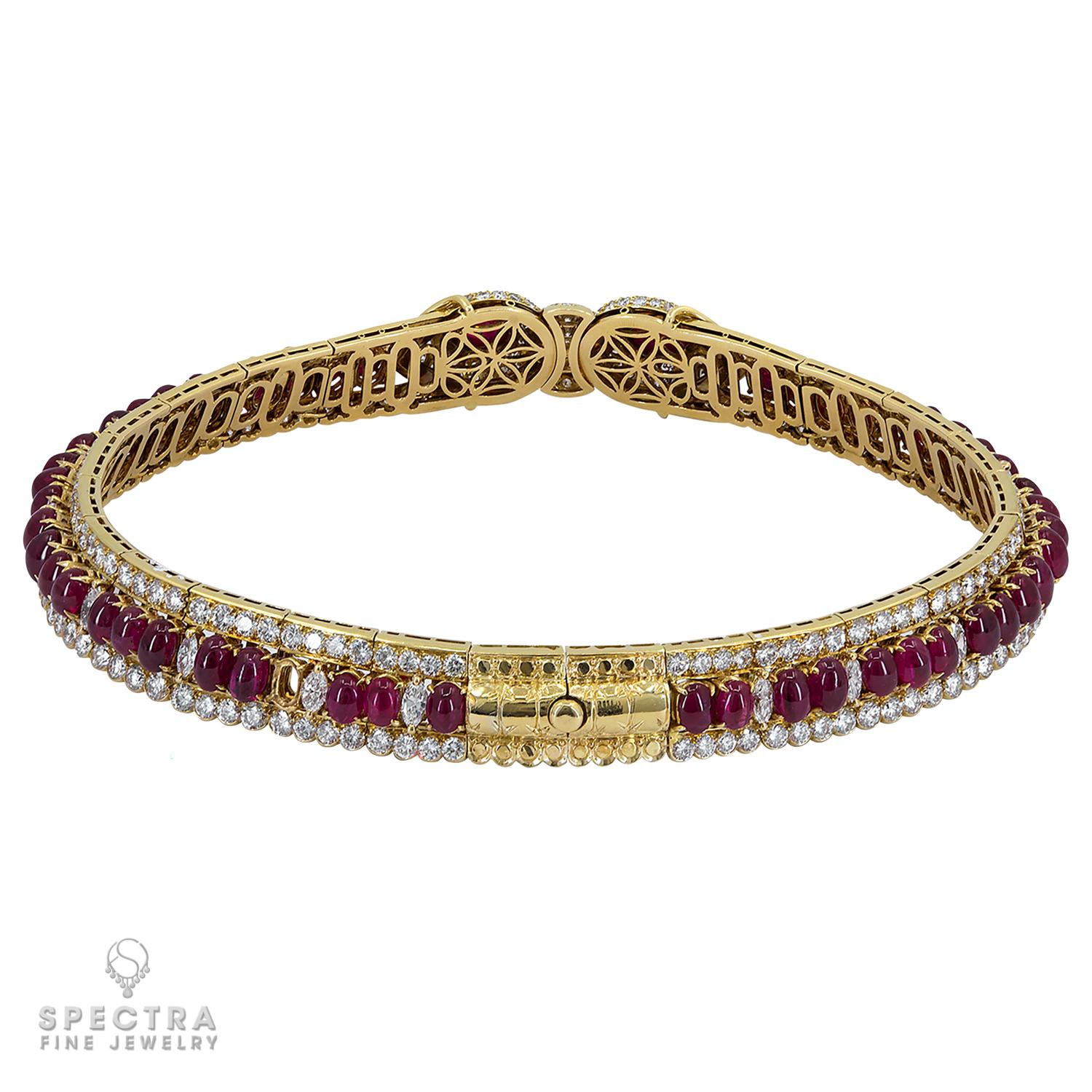 Contemporain Graff, collier suite en or jaune 18 carats, diamants et rubis en vente