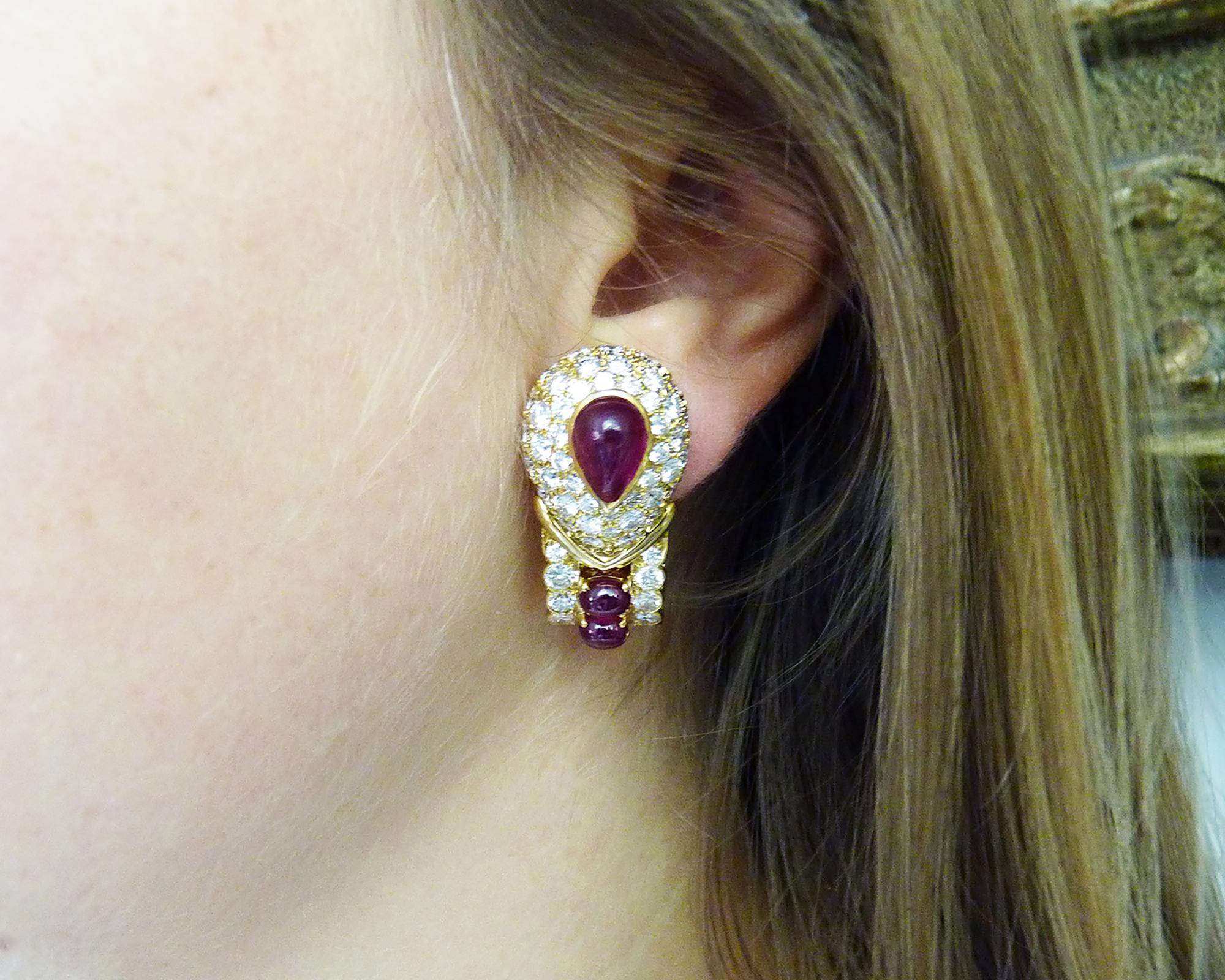 Graff, collier suite en or jaune 18 carats, diamants et rubis en vente 1