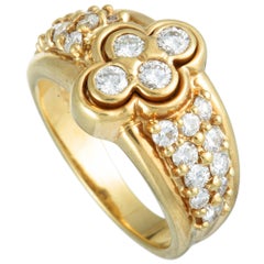 Graff 18 Karat Yellow Gold Diamond Flower Band Ring