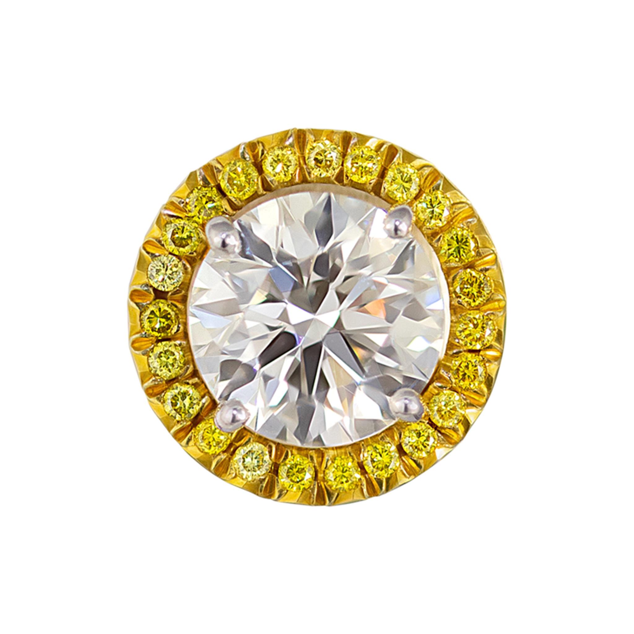 Moderne Clips en or jaune 18 carats pour diamants GIA en vente