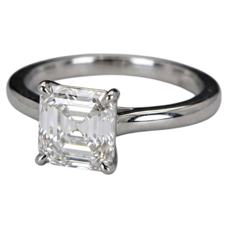 Pre-owned Graff 2 Carat Asscher Cut Diamond Solitaire Engagement Ring By  In Multiple
