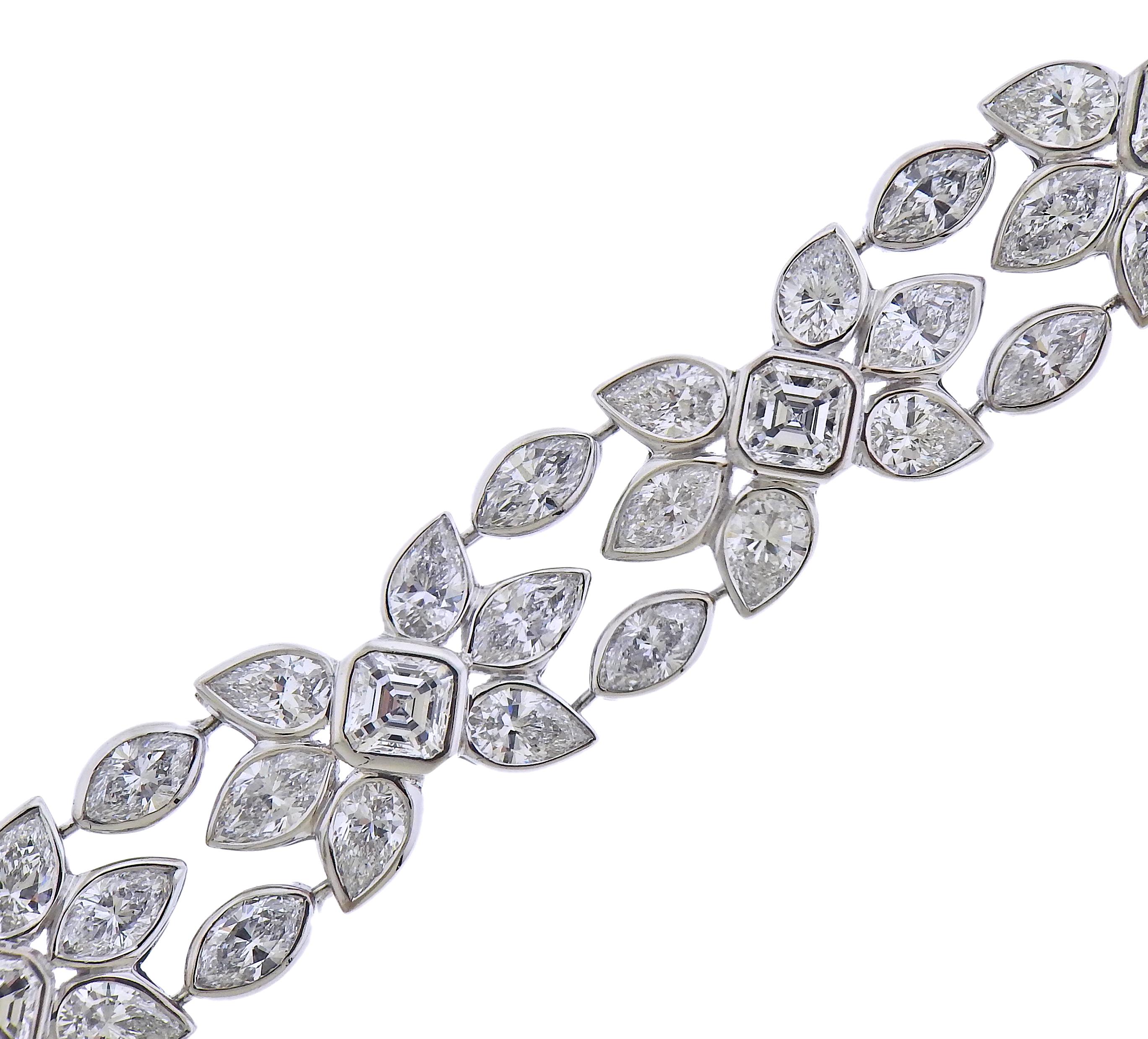 Impressive 18k white gold bracelet by Graff, featuring approximately 22 carats in diamonds. Bracelet is 6.5