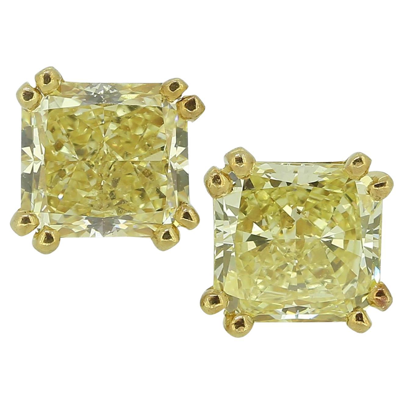 Graff 2.58 Carat Natural Fancy Yellow Diamond Earrings