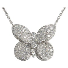 Graff 3 Carat Diamond Butterfly White Gold Pendant Necklace