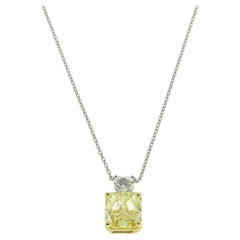 Graff 3.55 Carat Natural Fancy Yellow Diamond Pendant Necklace