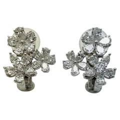 GRAFF 4 Carat Diamond Wildflower Pear Shape 18k White Gold Stud Earrings