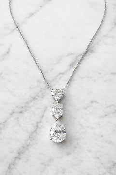 Graff 4 Carat Pendant Necklace Heart, Oval and Pear Shape Diamonds