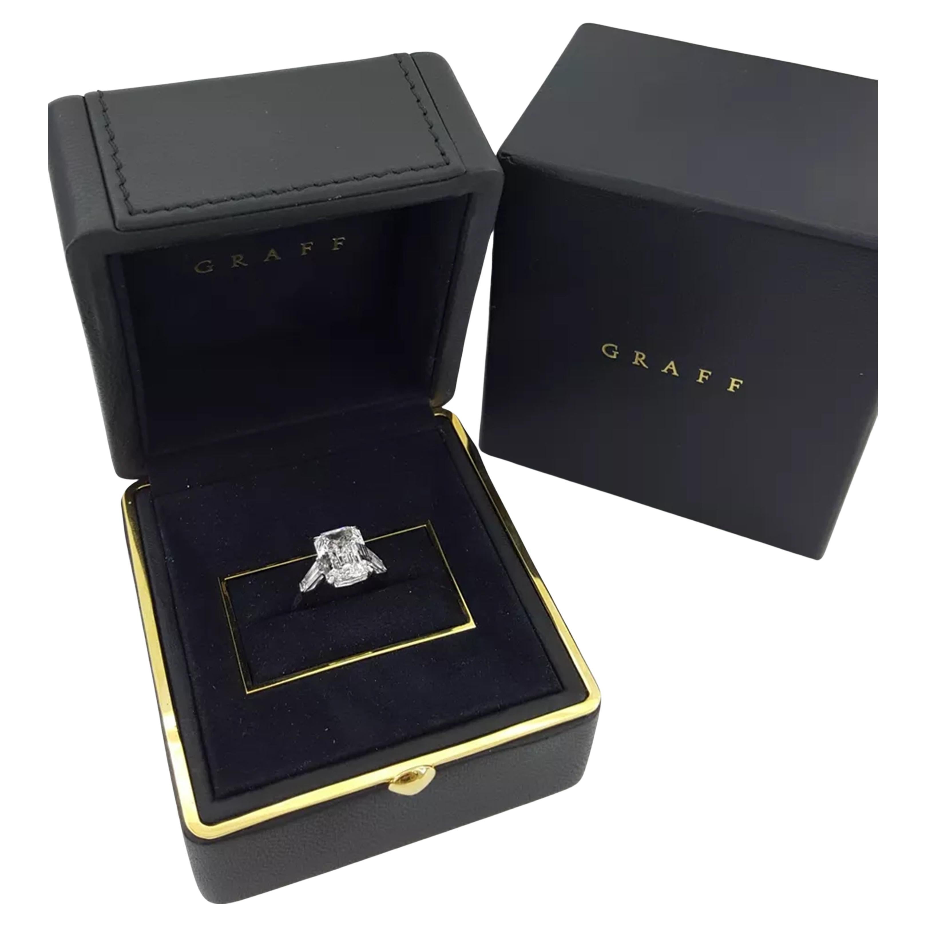 Women's or Men's Graff 5.90 Ct Engagement Platinum Ring For Sale