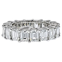 Graff 8 Carat Platinum Emerald Cut Diamond Eternity Ring
