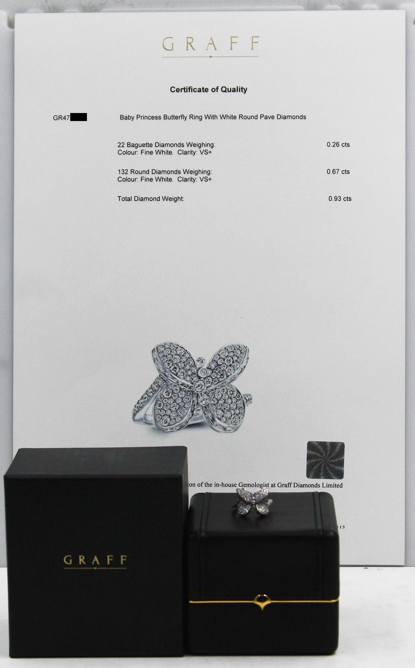 Graff Baby Princess Butterfly with Pavé Diamonds Ring For Sale 1