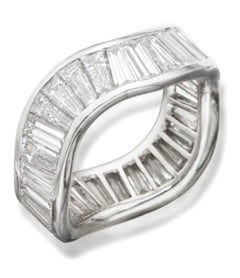Graff Baguette Diamond Wave Cocktail Platinum Ring