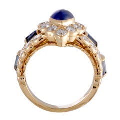Graff Blue Sapphire and White Diamond 18 Karat Yellow Gold Band Ring