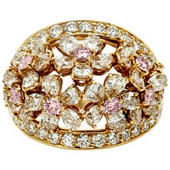 Graff Bombe White and Pink Diamond Flowers Ring