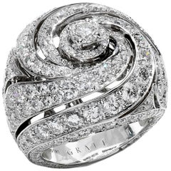 Graff Bombe Anillo de Cóctel de Diamantes en Oro Blanco