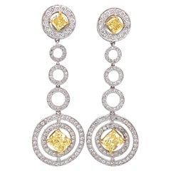 Graff Bullseye Pendants d'oreilles en or 18 carats et diamants jaunes de 2,10 carats