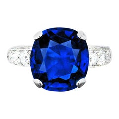Graff No Heat 6.61 Carat Burma Sapphire Diamond Platinum Ring
