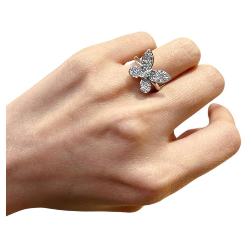 Graff Butterfly Bague en or blanc 18K pavée de diamants Taille 47