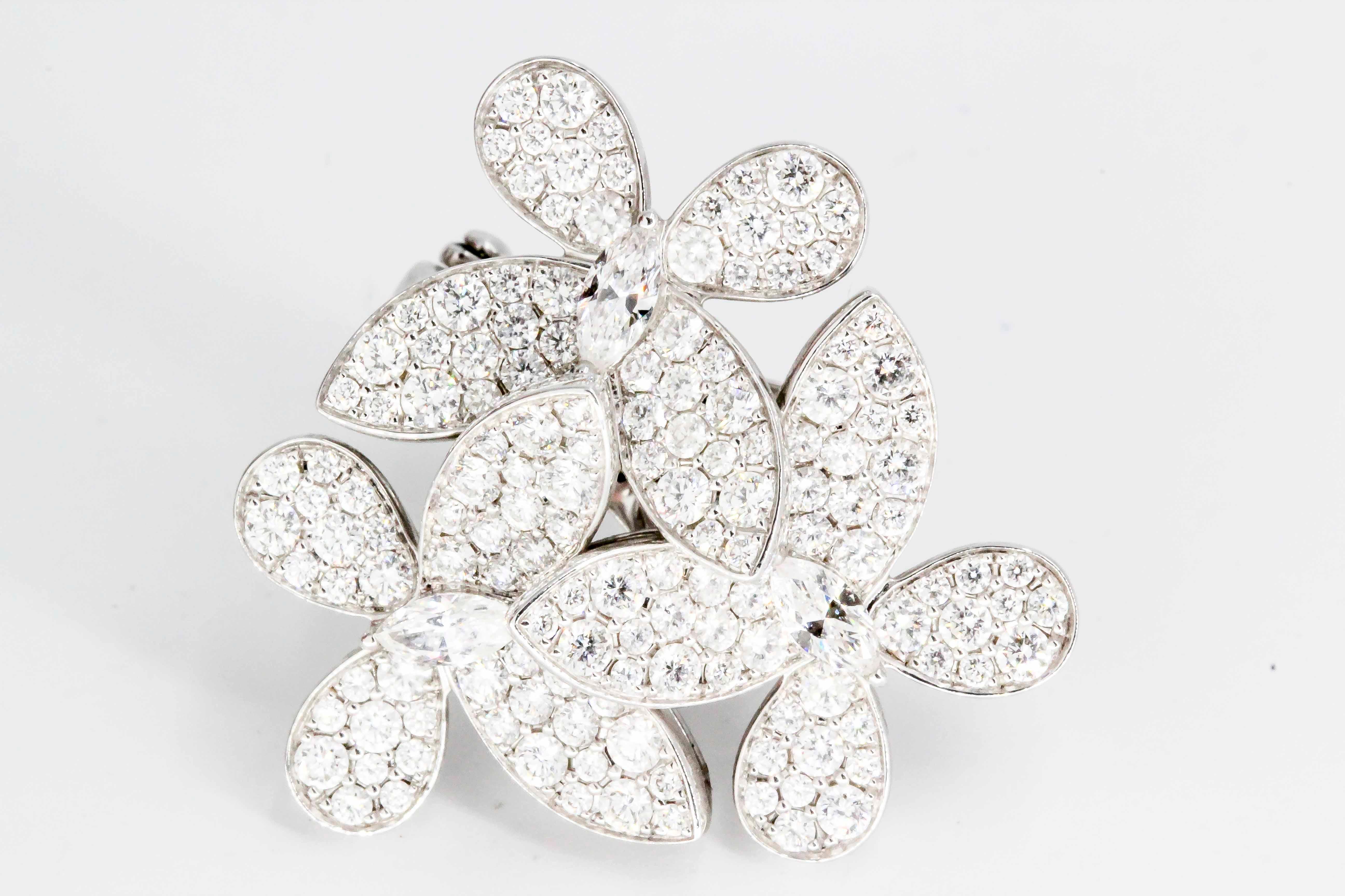 Graff Butterfly Cluster Diamond and 18 Karat White Gold Earrings 1