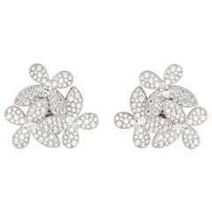 Graff Butterfly Cluster Diamond and 18 Karat White Gold Earrings