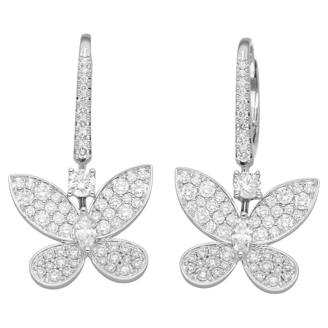 GRAFF Butterfly Mini Diamond 18K White Gold Drop Stud Earrings RGE1167