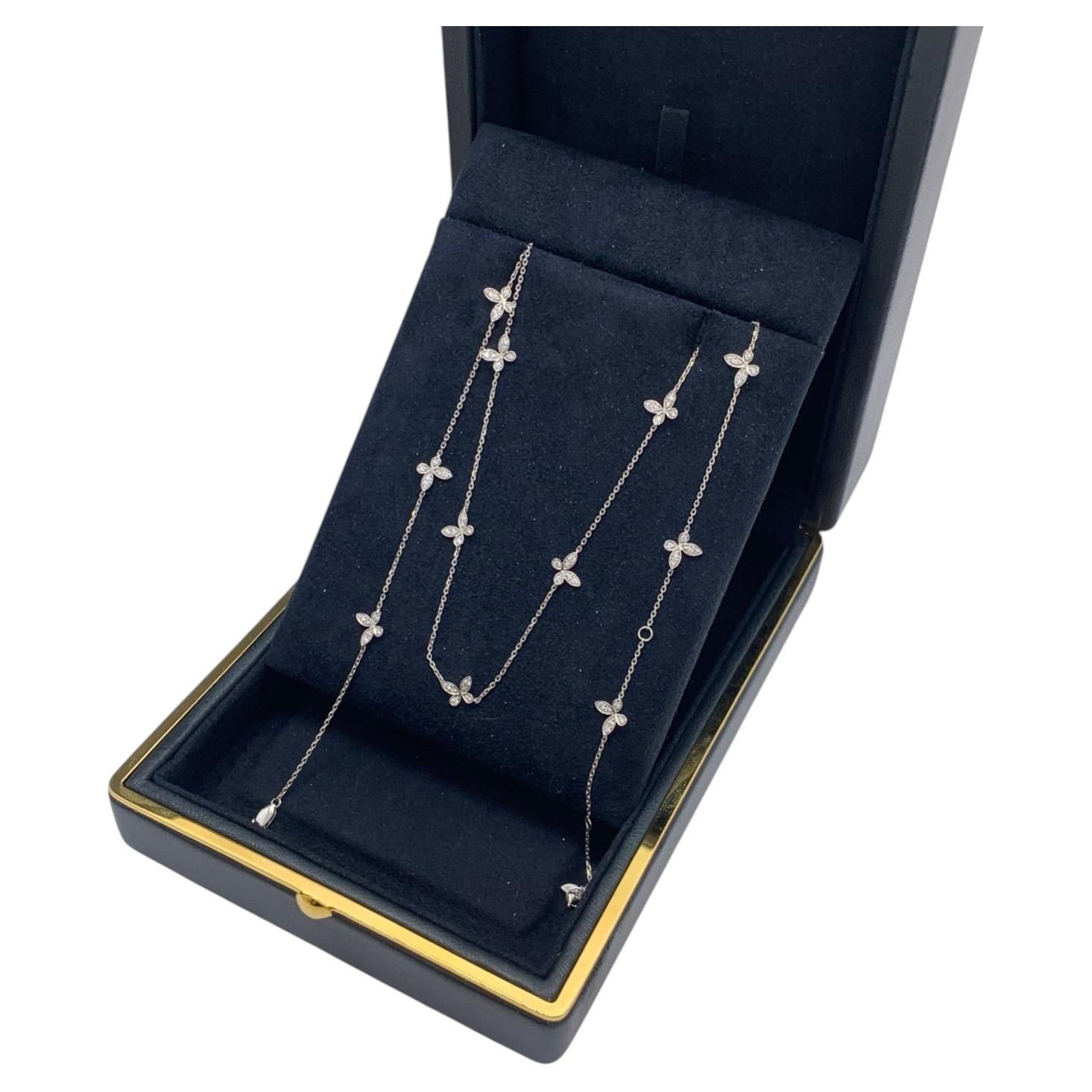 Graff Butterfly Silhouette 18K White Gold & Pavé Diamond Long Necklace