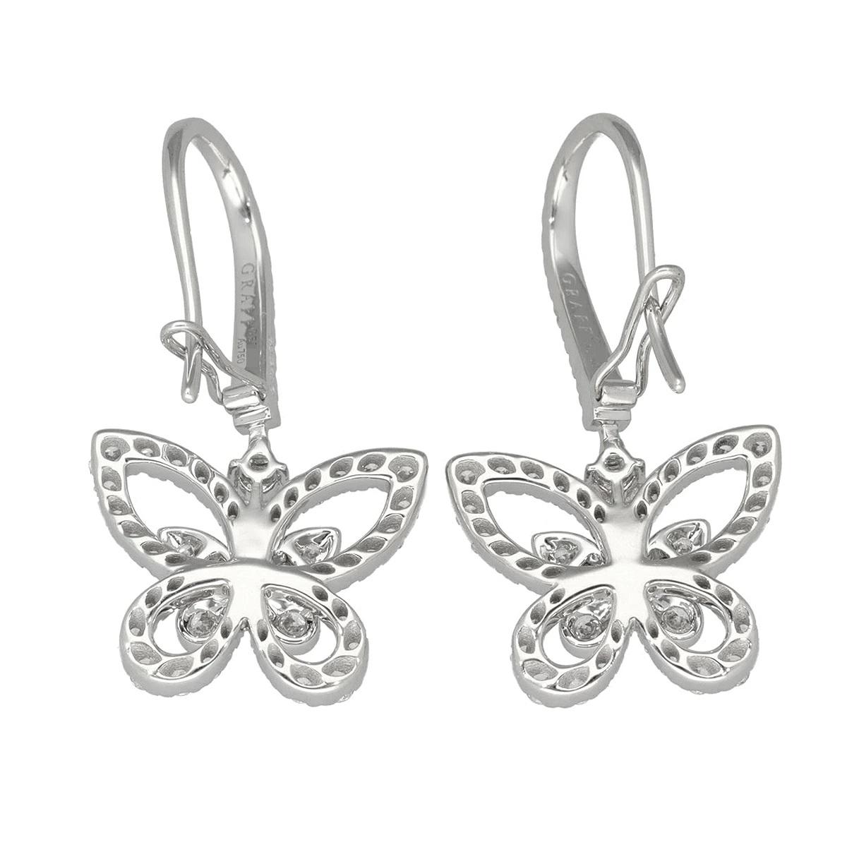 Taglio rotondo GRAFF Butterfly Silhouette Diamond 0.95ct Drop Earrings 18K White Gold in vendita