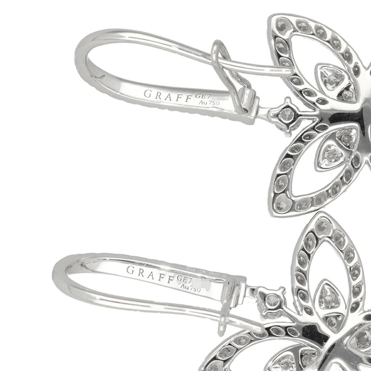 Donna GRAFF Butterfly Silhouette Diamond 0.95ct Drop Earrings 18K White Gold in vendita