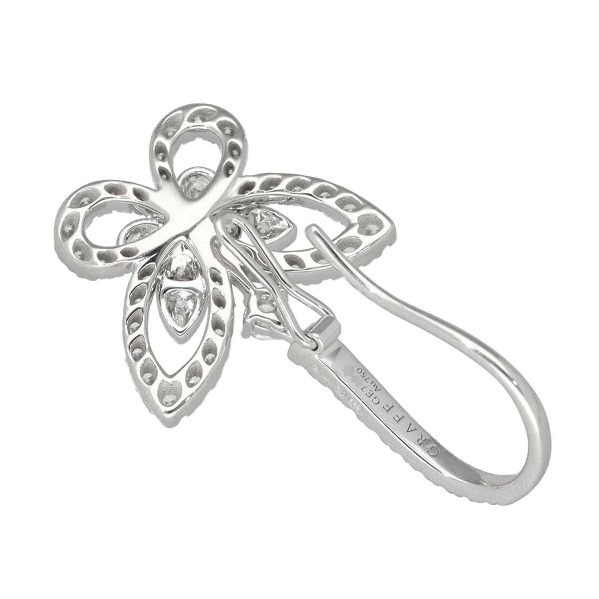 GRAFF Butterfly Silhouette Diamond 0.95ct Drop Earrings 18K White Gold in vendita 1