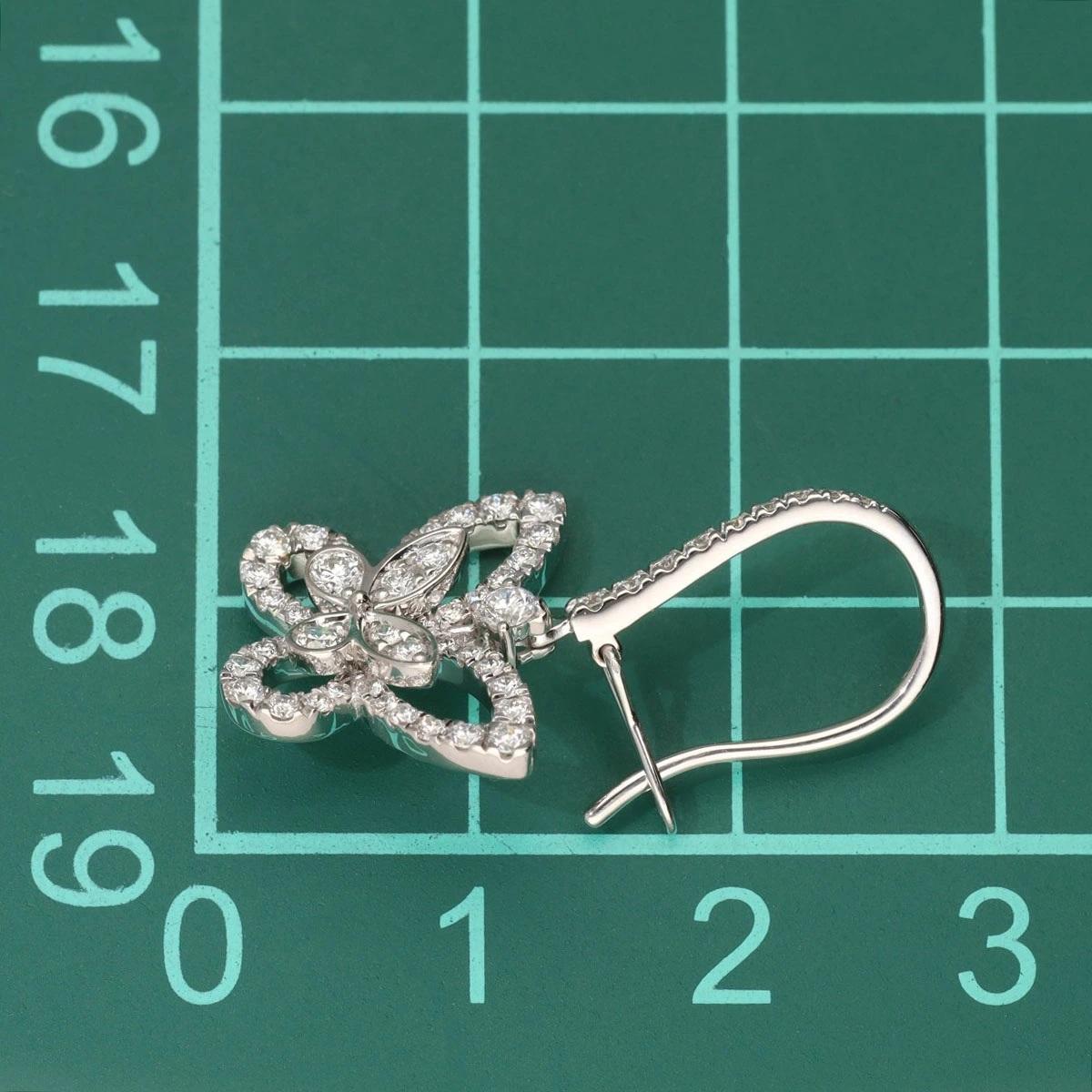 GRAFF Butterfly Silhouette Diamond 0.95ct Drop Earrings 18K White Gold in vendita 2