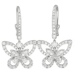GRAFF Butterfly Silhouette Diamond 0.95ct Drop Earrings 18K White Gold