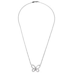 Graff Butterfly Silhouette Diamond 18K White Gold Pendant Necklace