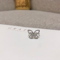Graff Butterfly Silhouette Diamond 18K White Gold Ring 0.49ct Size 48