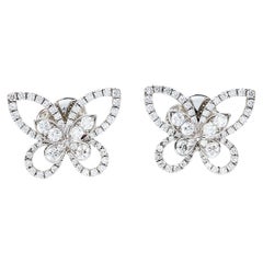 Clous d'oreilles en or blanc 18 carats Graff Silhouette de papillon avec diamant