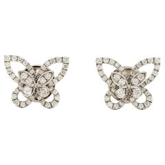 Graff Butterfly Silhouette Diamond 18K White Gold Stud Earrings