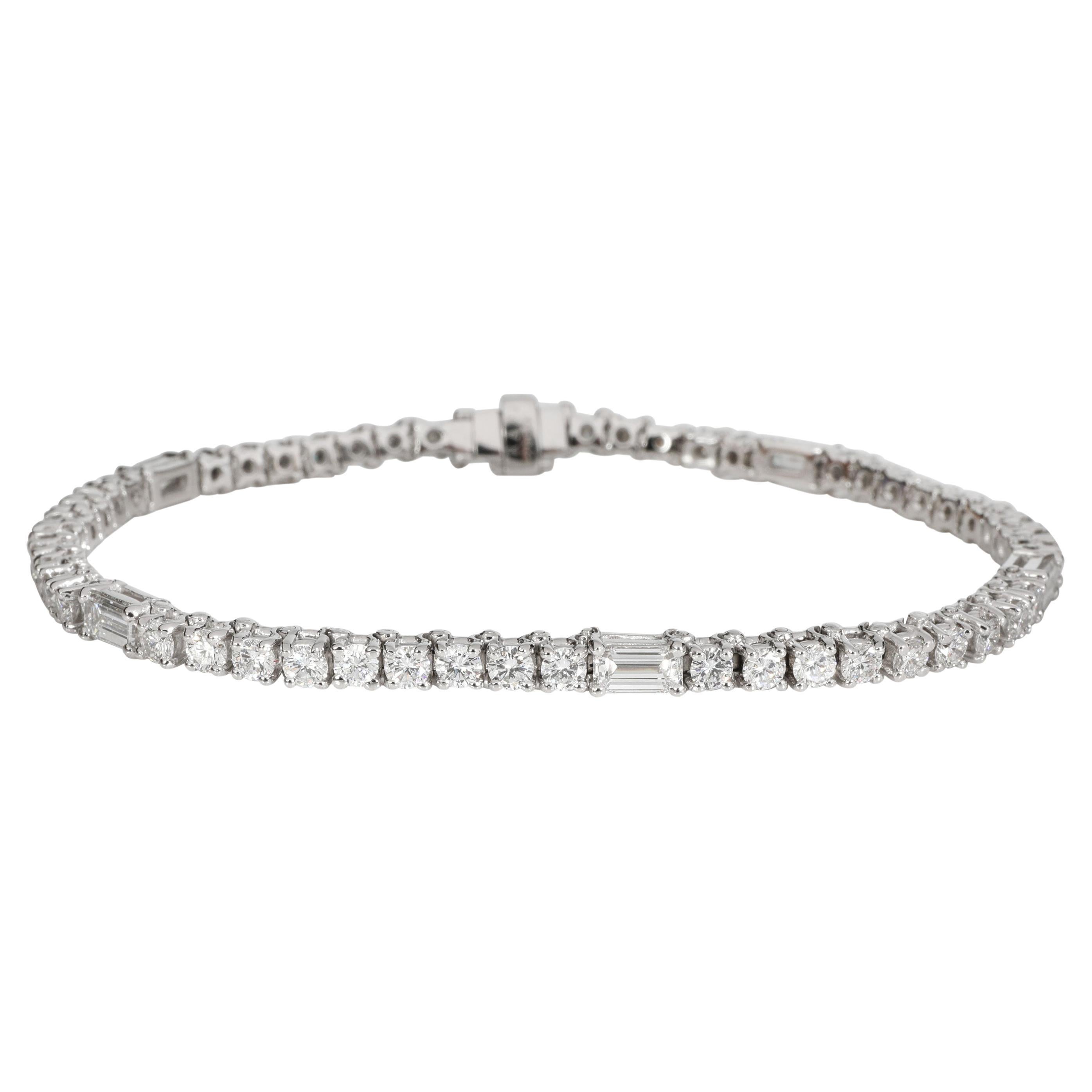 Graff Classic Baguette and Round Diamond Tennis Bracelet in Platinum 5.00 CTW