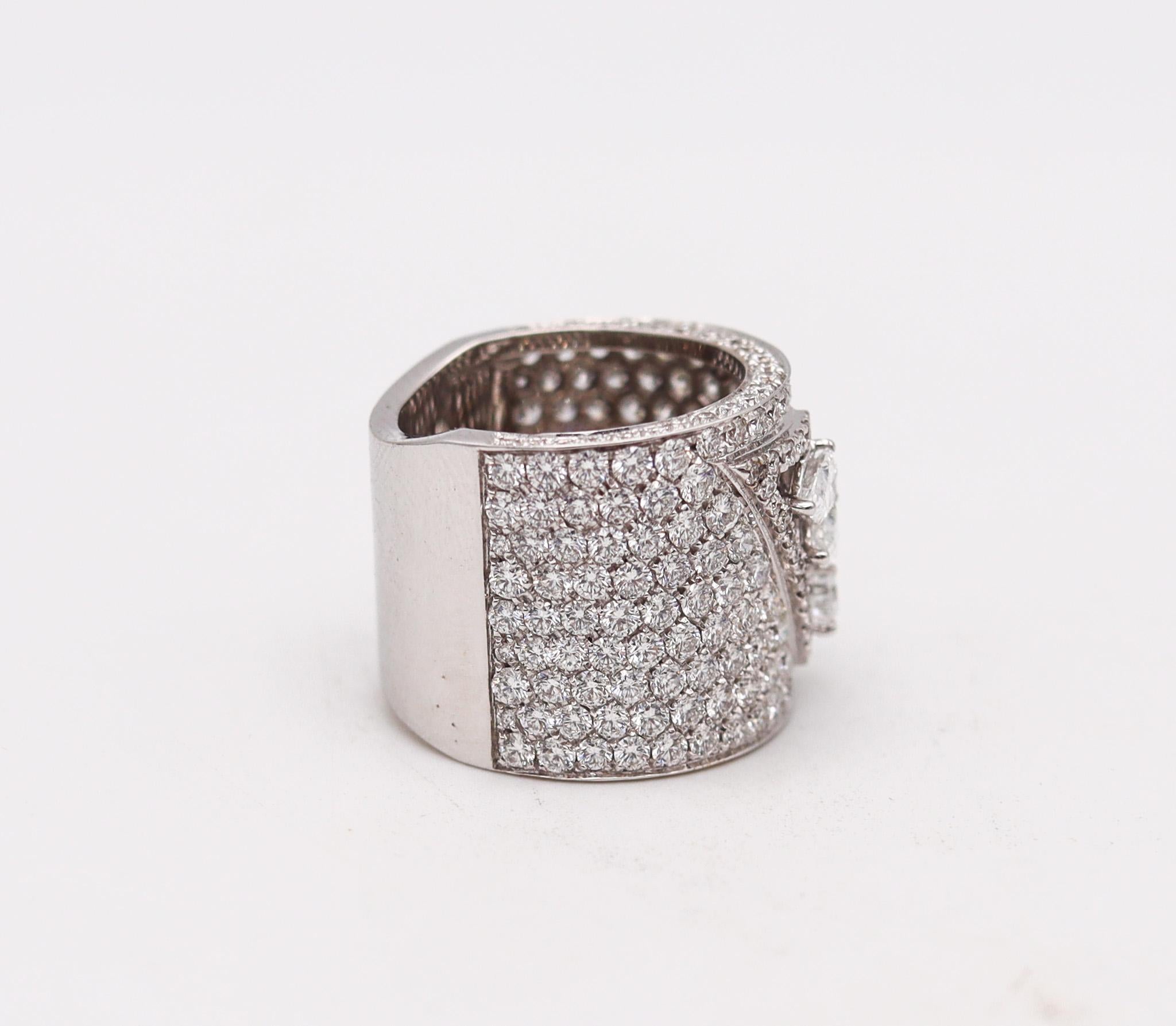 Brilliant Cut Graff Cocktail Ring Band in 18kt White Gold with 6.38ctw in VS Diamonds