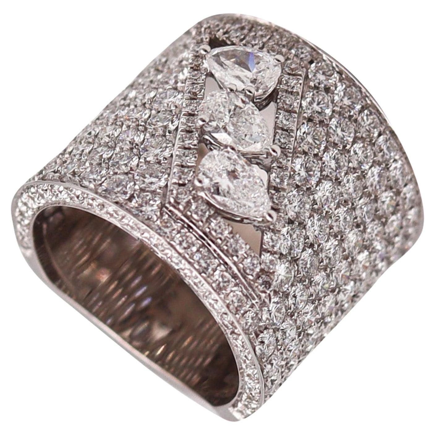 Graff Cocktail Ring Band in 18kt White Gold with 6.38ctw in VS Diamonds