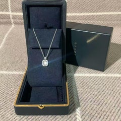 Graff Icon Emerald 1.01ct Cut Diamond Pendant Necklace 18K White Gold
