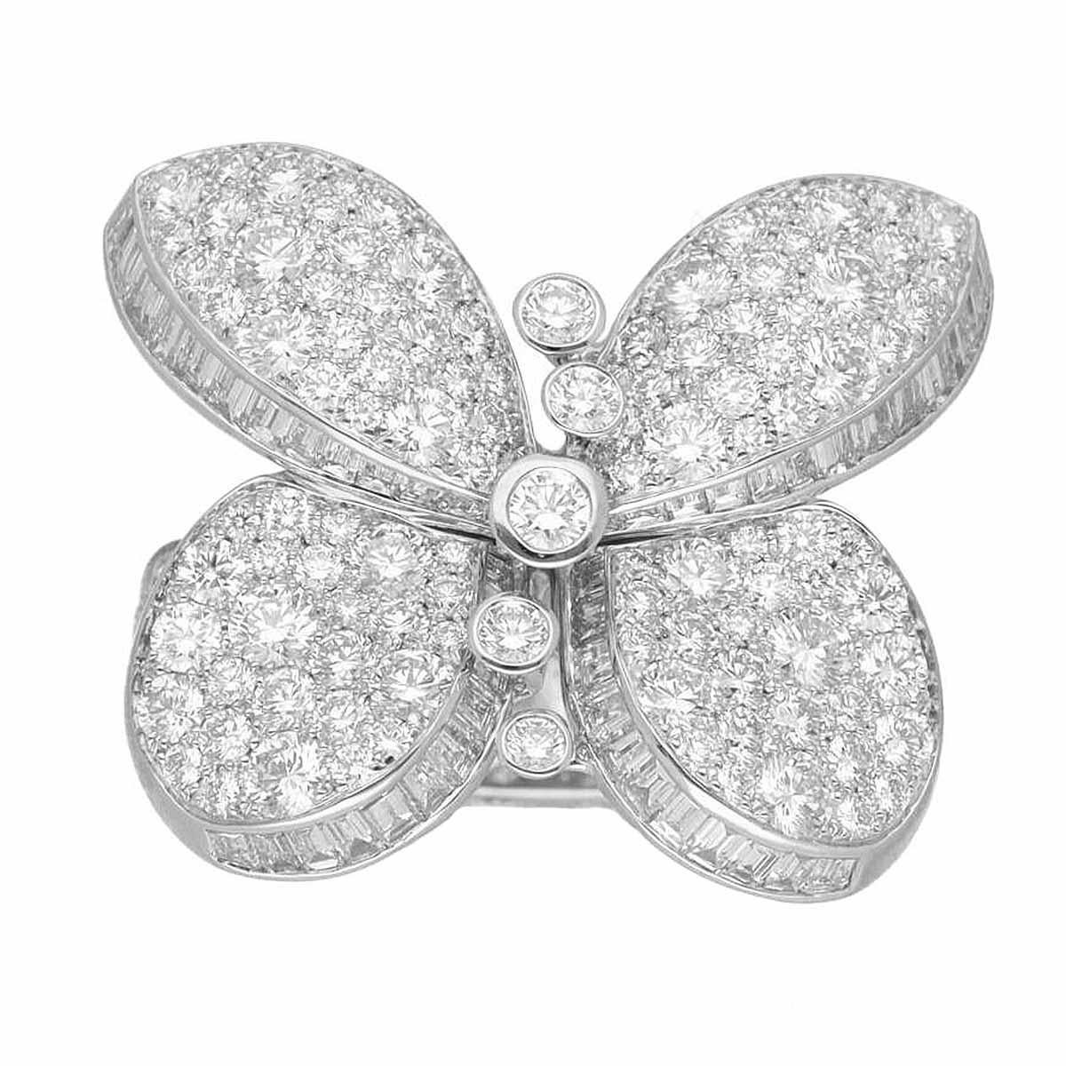 Graff Diamond 18 Karat White Gold Princess Butterfly Ring US 5 1/4